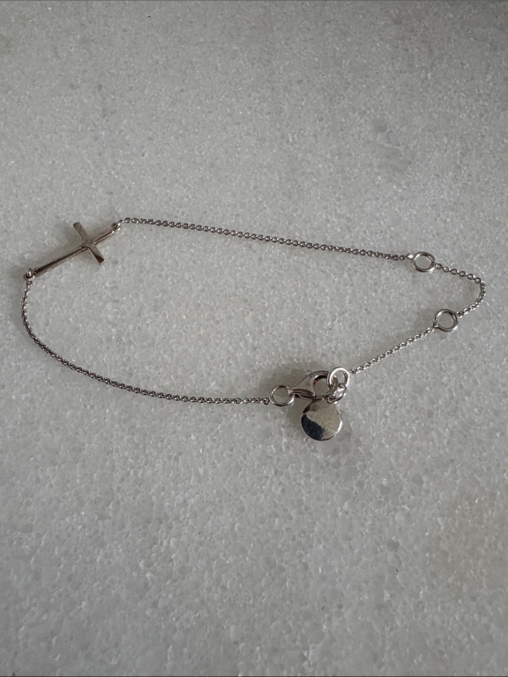 Delicate Silver Cross Station Necklace - Silver